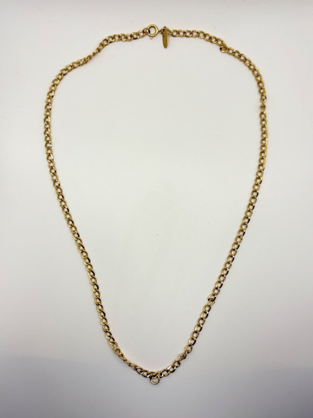 Vintage Whiting & Davis Gold Tone Textured Curb Link Chain Necklace 26 in